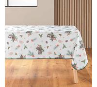 Douceur d'Intérieur, Nappe de Fête Rectangle (150 x 240 cm) Hollystar Blanc, Polyester Imprimé