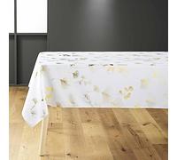 Douceur d'Intérieur – Nappe Bloomy – Imprimé métallisé – 150 x 300 cm – Blanc & Or