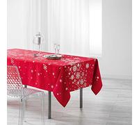 Douceur d'Intérieur – Nappe de fête rectangle Constellation 150×300 cm polyester métallisé Rouge