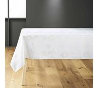 Douceur d'Intérieur, Nappe de Fête Rectangle (150 x 300 cm) Pampille Blanc/Or, Polyester Imprimé Métallisé