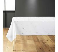 Douceur d'Intérieur, Nappe Rectangle (150 x 300 cm) Sapin Blanc/Argent, Polyester Imprimé Métallisé