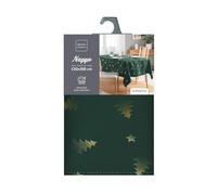 Douceur d'Intérieur, Nappe de Fête Rectangle (150 x 300 cm) Sapin Vert/Or, Polyester Imprimé Métallisé