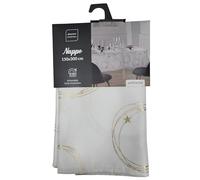 Douceur d'Intérieur Nappe de fête rectangulaire Star 150x300 cm Polyester métallisé Blanc/Or