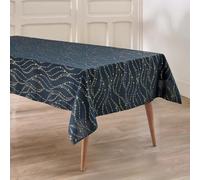 Douceur d'Intérieur, Nappe de Table Rectangulaire, 150 x 240 cm, Lumia | Marine, anti-tache, infroissable, imprimé métallisé, Noël, finition ourlet, facile à nettoyer, pour salle à manger et cuisine