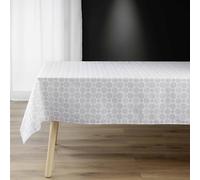 Douceur d'Intérieur, Nappe Rectangle (140 x 240 cm) Callis Gris, Polycoton Imprimé Effet Lin