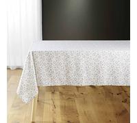 Douceur d'Intérieur, Nappe Rectangle (140 x 240 cm) Florelle Taupe, Microfibre Imprimée