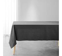 Douceur d'Intérieur, Nappe Rectangle (140 x 240 cm) Mistraline Anthracite, Coton Recyclé Uni