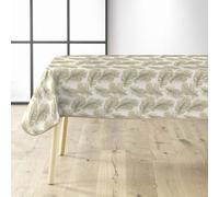 Douceur d'Intérieur, Nappe Rectangle (140 x 240 cm) Plumina Naturel, PVC Imprimé Métallisé