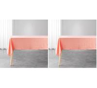 Douceur d'Intérieur, Nappe Rectangle (140 x 240 cm) Suzy Corail, Microfibre Unie Lavée (Lot de 2)