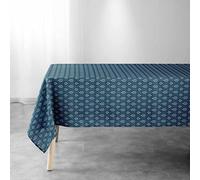 Douceur d'Intérieur Nappe Rectangle (145 x 240 cm) Manuela Bleu, Polyester Imprimé