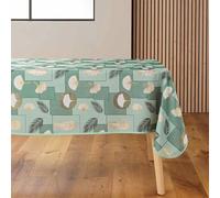 Douceur d'Intérieur, Nappe Rectangle (145 x 240 cm) Natane Sauge, Polyester Imprimé Métallisé