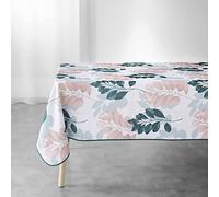 douceur d'intérieur, Nappe Rectangle (150 x 240 cm) Belline Blanc/Emeraude, Polyester Imprimé