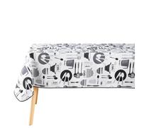 Douceur d'Intérieur, Nappe Rectangle (150 x 240 cm) Kitchen Blanc, Polyester Imprimé