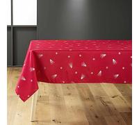 Douceur d'Intérieur, Nappe Rectangle (150 x 240 cm) Sapin Rouge/Argent, Polyester Imprimé Métallisé