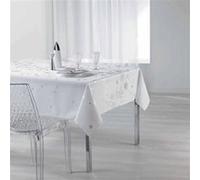 Douceur d'intérieur - Nappe rectangulaire antitache et infroissable Flocons - 150 x 240 cm - Blanc et argent - Flocons Douceur d'intérieur Blanc G