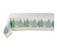 Douceur d'intérieur - Nappe rectangulaire antitache et infroissable Forêt enneigée - 150 x 240 cm - Beige et vert - Forêt enneigée Douceur d'intérieur Beige G