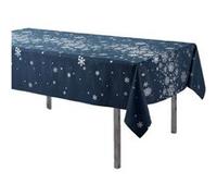 Douceur d'intérieur - Nappe rectangulaire antitache et infroissable imprimé Flocons - L. 150 x l. 300 cm - Bleu et argent - Douceur d'intérieur Bleu foncé