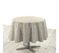 Douceur d'Intérieur, Nappe Ronde (Ø 180 cm) Eclipse Blanc, Polyester Imprimé Métallisé
