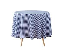 Douceur d'Intérieur, Nappe Ronde (Ø 180 cm) Vichy Bleu, Polyester Fils Teints