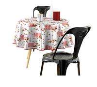 Douceur d'Intérieur, Nappe Ronde (Diamètre 160 cm) Cerise Rouge, PVC Imprimé