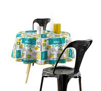Douceur d'Intérieur, Nappe Ronde (Diamètre 160 cm) Citronnade Jaune, PVC Imprimé