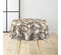 Douceur d'Intérieur, Nappe Ronde (Diamètre 160 cm) Ebany Choco, PVC Textilia avec Paillettes