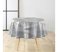 Douceur d'Intérieur, Nappe Ronde (Diamètre 160 cm) Marbrelle Gris, PVC Textilia avec Paillettes