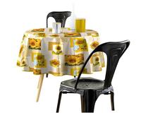 Douceur d'Intérieur, Nappe Ronde (Diamètre 160 cm) Sunflower Jaune, PVC Photoprint