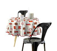 Douceur d'Intérieur, Nappe Ronde (Diamètre 160 cm) Tulipe Rouge, PVC Photoprint