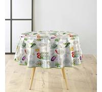 Douceur d'Intérieur, Nappe Ronde (Diamètre 160 cm) Vegetalia Vert, PVC Imprimé