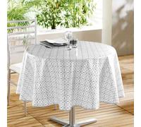 Douceur D'interieur - Nappe Ronde en PVC à imprimés géométriques Plastique Gris Clair 160 cm