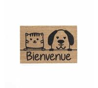 Douceur d'Intérieur, Paillasson Rectangle (40 x 60 cm) Doggycat Naturel, Coco Imprimé