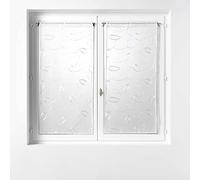 Douceur d'Intérieur, Paire de Voilage Droite Passe Tringle 2 x 60 x 160 cm Voile Sablé Brodé, Hoops Blanc