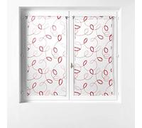 Douceur d'Intérieur, Paire de Voilage Droite Passe Tringle 2 x 60 x 160 cm Voile Sablé Brodé, Hoops Rouge