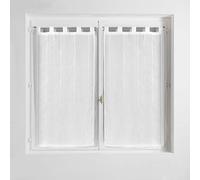 Douceur d'Intérieur, Paire de Voilages à Passants (2 x 45 x 90 cm) Linahe Blanc, Voile Sablé Fils Chenille