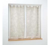 Douceur d'Intérieur, Paire de Voilages à Passants (2 x 60 x 120 cm) Karla Taupe, Voile Tissé Appliqué