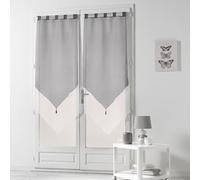 Douceur d'Intérieur - Paire de voilages à passants Voile bicolore 2x60x160 cm Duo Blanc/Gris