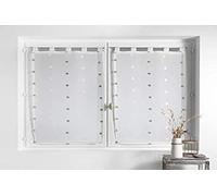 Douceur d'Intérieur, Paire de Voilages à Passants (2 x 60 x 160 cm) Lorna Blanc, Voile Sablé Brodé