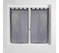 Douceur d'Intérieur, Paire de Voilages à Passants (2 x 90 x 90 Cm) Filiane Anthracite, Voile Sablé