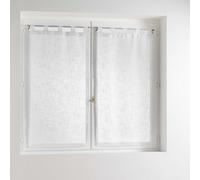 Douceur d'Intérieur, Paire de Voilages Droite à Passants (2 x 45 x 90 cm) Haltona Blanc, Effet Lin Tissé