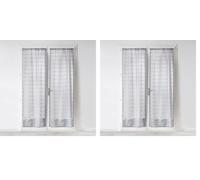 Douceur d'Intérieur, Paire de Voilages Passe-Tringle (2 x 70 x 200 Cm) Candide Gris, Voile Sablé (Lot de 2)