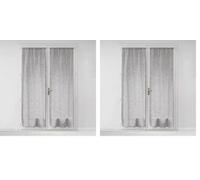 Douceur d'Intérieur, Paire de Voilages Passe-Tringle (2 x 70 x 200 Cm) Milza Anthracite, Voile Tissé (Lot de 2)