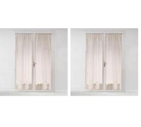 Douceur d'Intérieur, Paire de Voilages Passe-Tringle (2 x 70 x 200 Cm) Milza Beige, Voile Tissé (Lot de 2)
