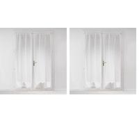 Douceur d'Intérieur, Paire de Voilages Passe-Tringle (2 x 70 x 200 Cm) Milza Blanc, Voile Tissé (Lot de 2)