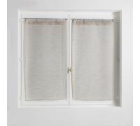 Douceur d'Intérieur, Paire Droite à Anneaux (2 x 60 x 120 cm) Milza Beige, Voile Tissé