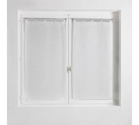 Douceur d'Intérieur, Paire Droite à Anneaux (2 x 60 x 90 cm) Milza Blanc, Voile Tissé