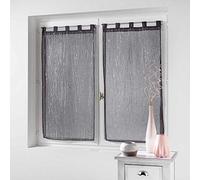 Douceur d'Intérieur, Paire Droite à Passants (2 x 45 x 120 cm) Filiane Anthracite, Voile Sablé Appliqué