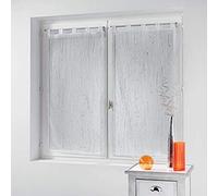 Douceur d'Intérieur, Paire Droite à Passants (2 x 45 x 120 cm) Filiane Blanc, Voile Sablé Appliqué