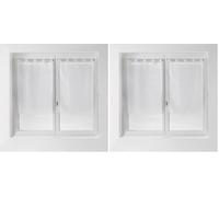 Douceur d'Intérieur, Paire Droite à Passants (2 x 60 x 120 cm) Dandy Blanc, Voile Fils Coupés (Lot de 2)