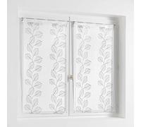 Douceur d'Intérieur, Paire Droite à Passants (2 x 60 x 120 cm) Edenia Gris, Voile Sablé Brodé